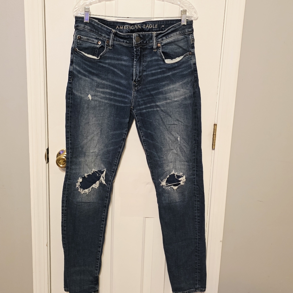 American Eagle Mens AirFlex Slim Distressed Jeans 32x32 Blue